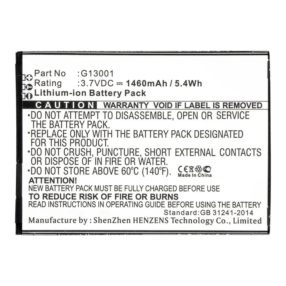 Synergy Digital Cell Phone Battery, Compatible with NAVON G13001 Cell Phone Battery (Li-ion, 3.7V, 1460mAh)