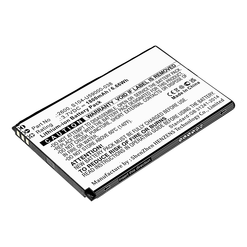 Synergy Digital Cell Phone Battery, Compatible with Wiko S104-U59000-038 Cell Phone Battery (Li-ion, 3.7V, 1800mAh)