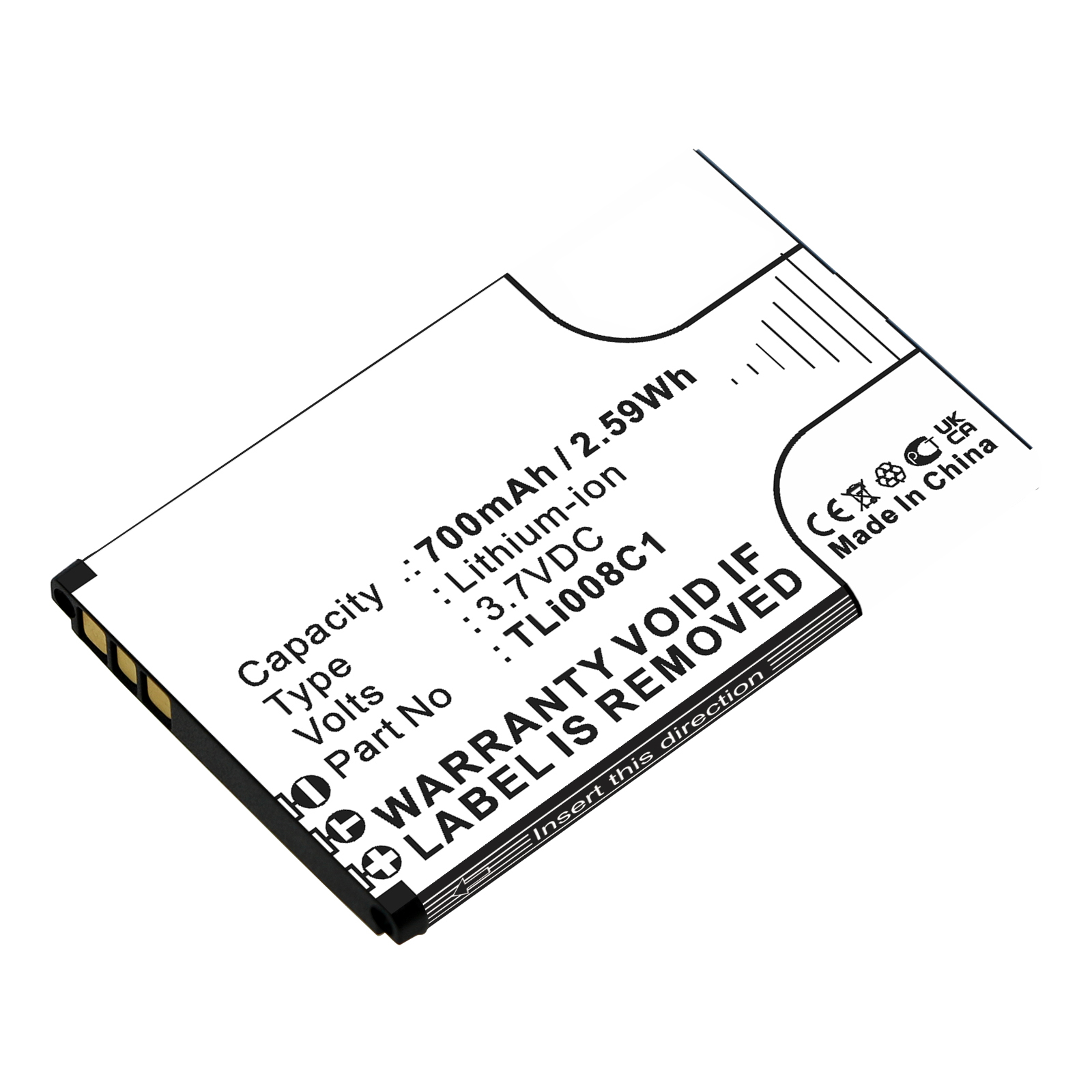 Synergy Digital Cell Phone Battery, Compatible with Alcatel TLi008C1 Cell Phone Battery (Li-ion, 3.7V, 700mAh)