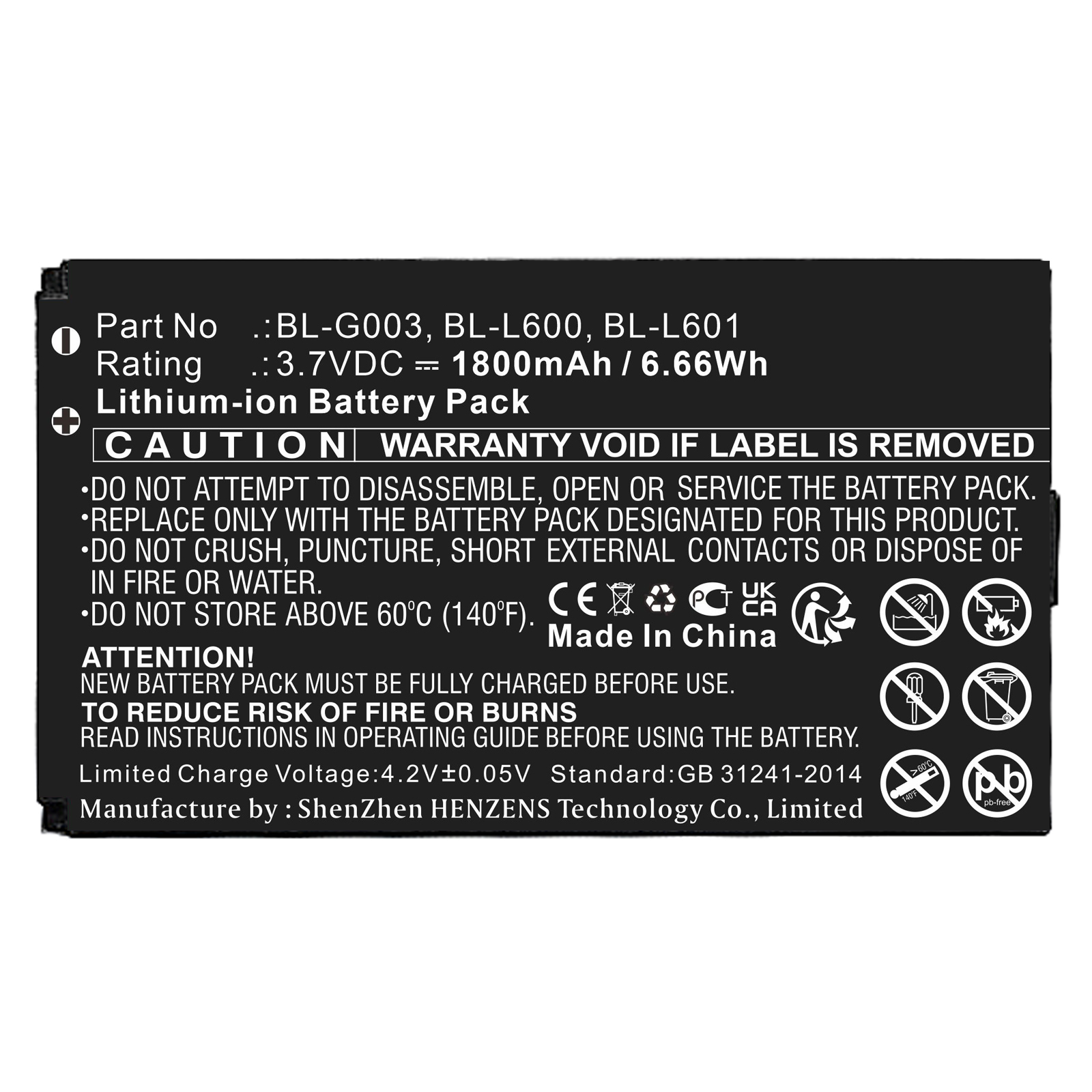 Synergy Digital Cell Phone Battery, Compatible with GIONEE BL-G003 Cell Phone Battery (Li-ion, 3.7V, 1800mAh)