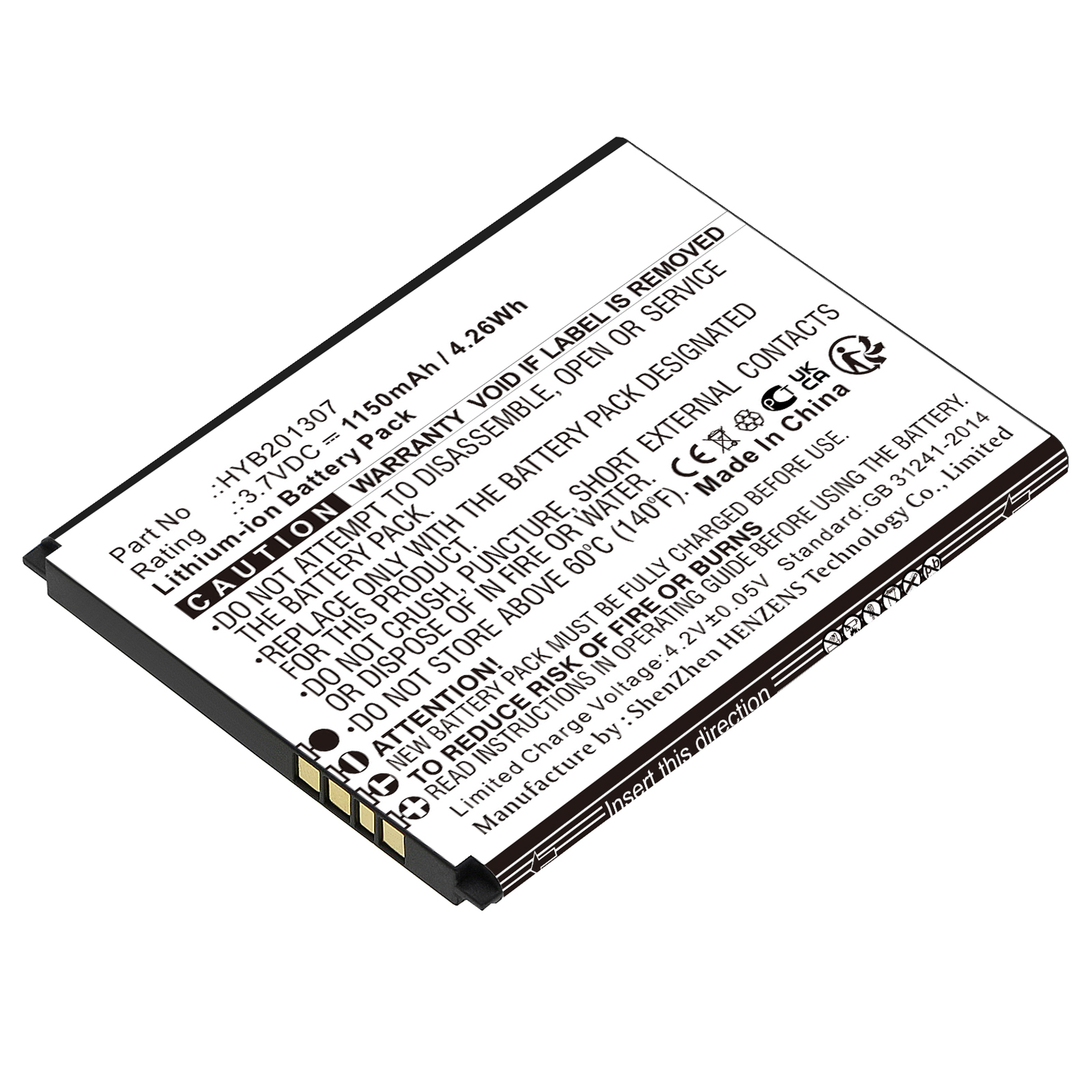 Synergy Digital Cell Phone Battery, Compatible with UMX HYB201307 Cell Phone Battery (Li-ion, 3.7V, 1150mAh)