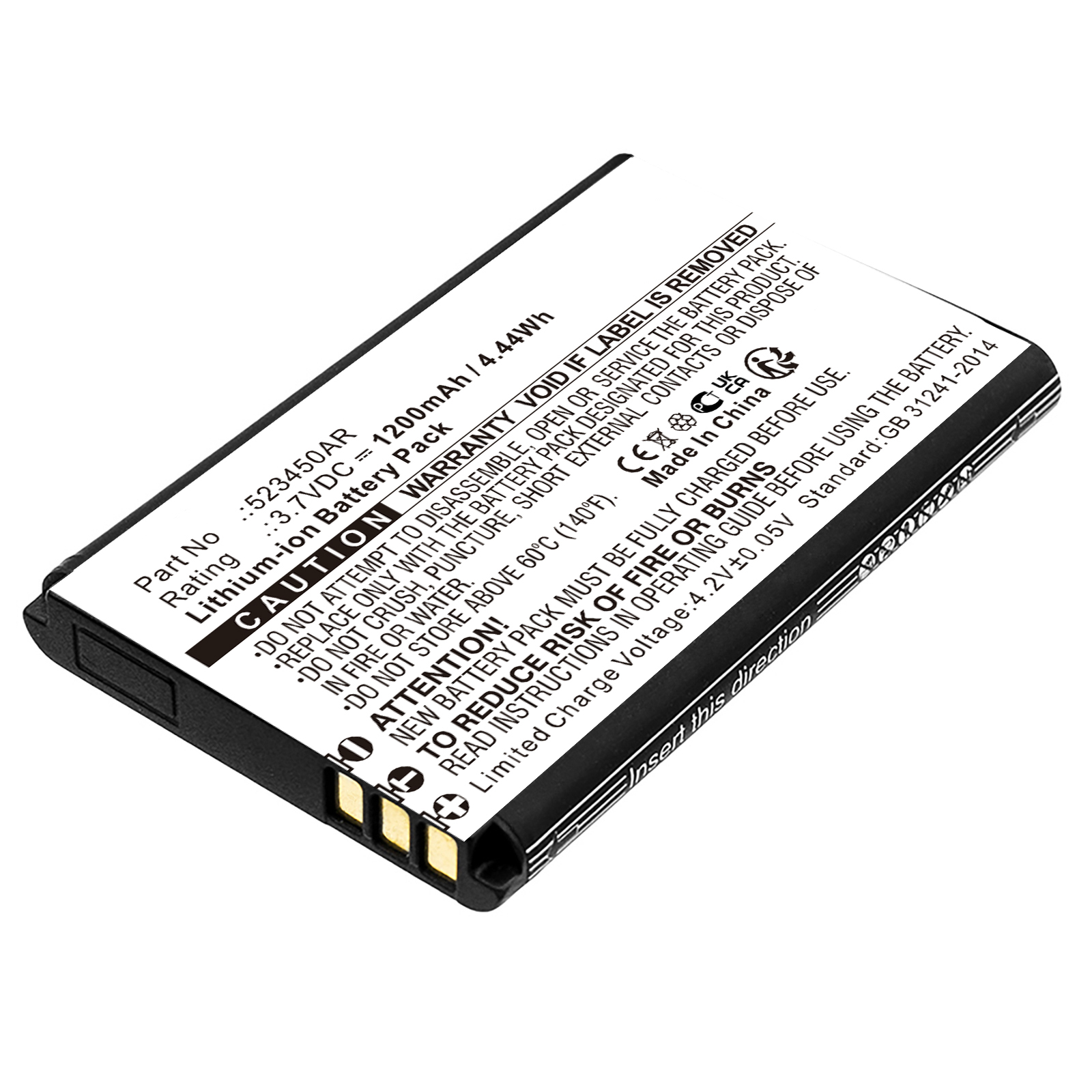 Synergy Digital Cell Phone Battery, Compatible with Panasonic 523450AR Cell Phone Battery (Li-ion, 3.7V, 1200mAh)