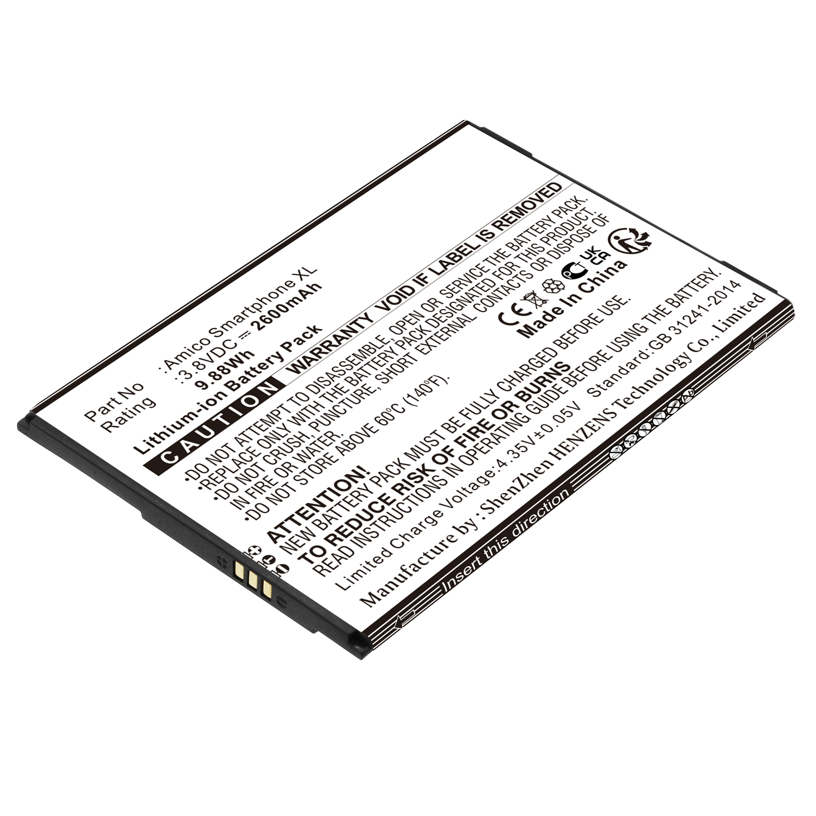 Synergy Digital Cell Phone Battery, Compatible with Brondi S602 Cell Phone Battery (Li-ion, 3.8V, 2600mAh)