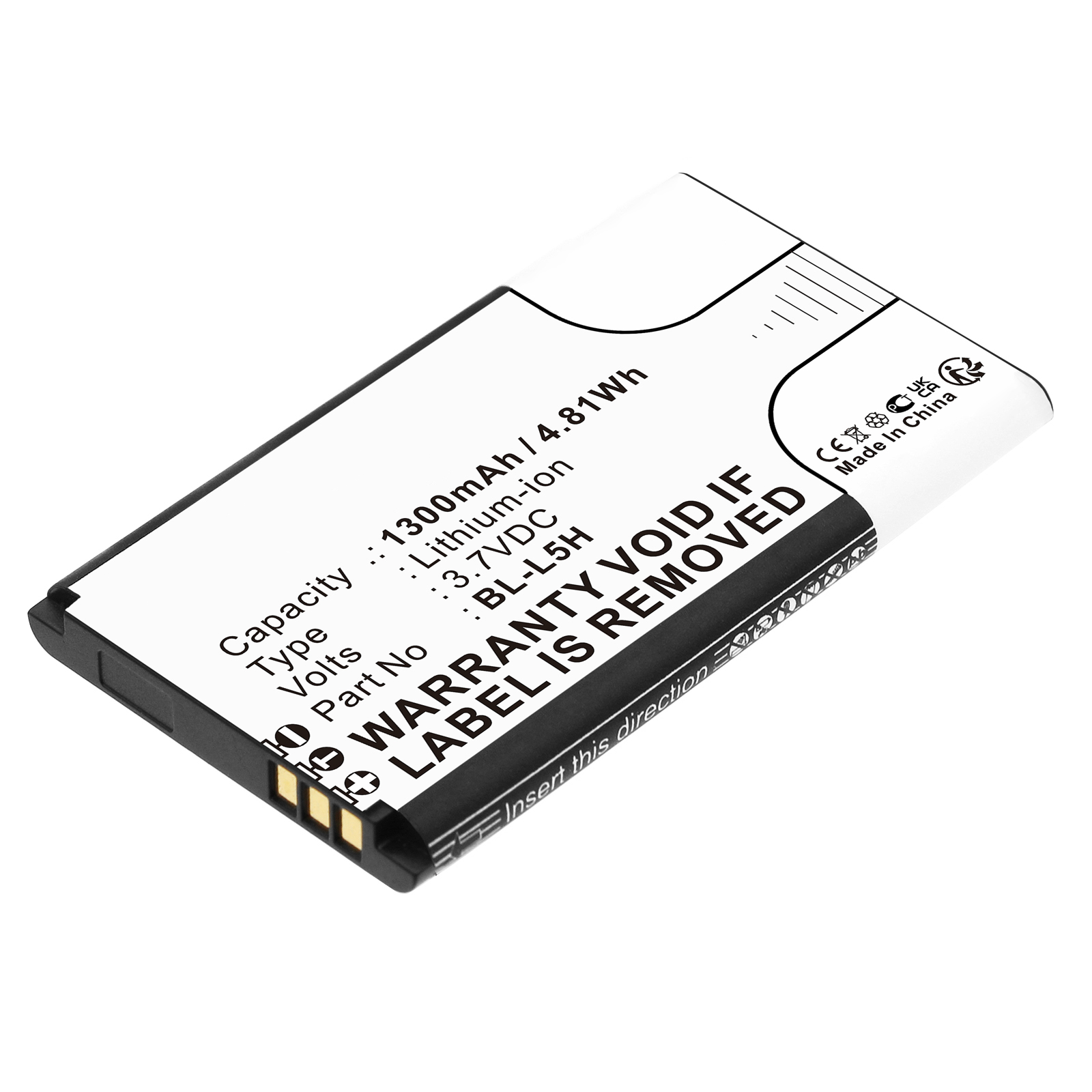 Synergy Digital Cell Phone Battery, Compatible with Nokia BL-L5H Cell Phone Battery (Li-ion, 3.7V, 1300mAh)