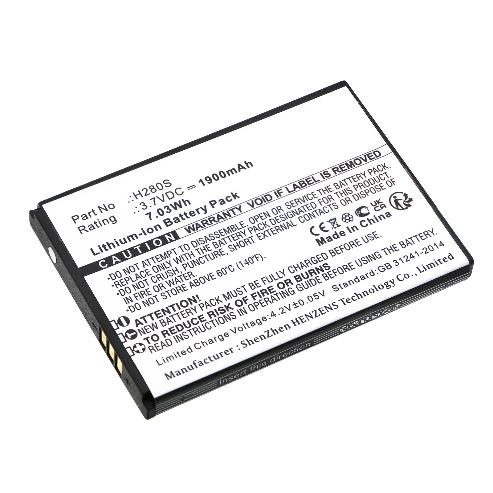 Synergy Digital Cell Phone Battery, Compatible with Energizer H280S Cell Phone Battery (Li-ion, 3.7V, 1900mAh)