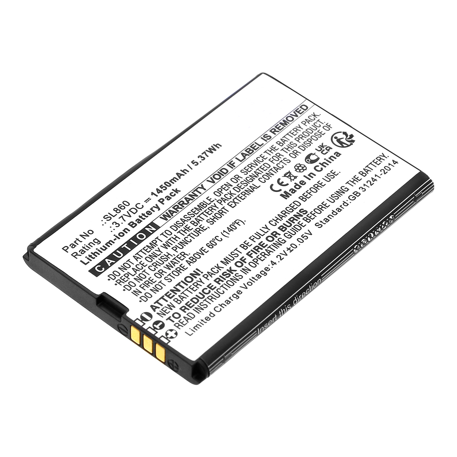 Synergy Digital Cell Phone Battery, Compatible with Bea-fon SL860 Cell Phone Battery (Li-ion, 3.7V, 1450mAh)