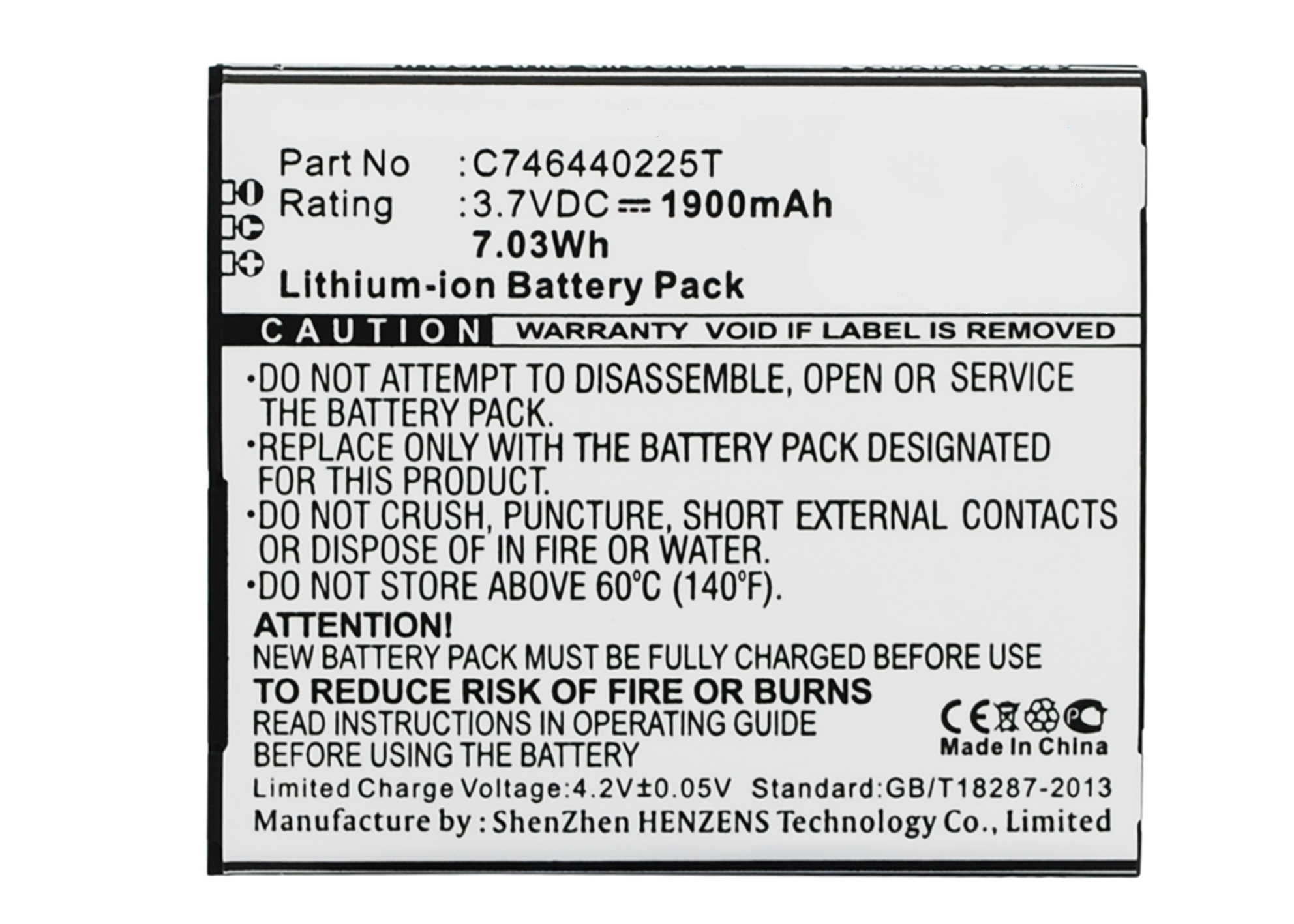 Synergy Digital Cell Phone Battery, Compatiable with BLU C746440225T Cell Phone Battery (3.7V, Li-ion, 1900mAh)