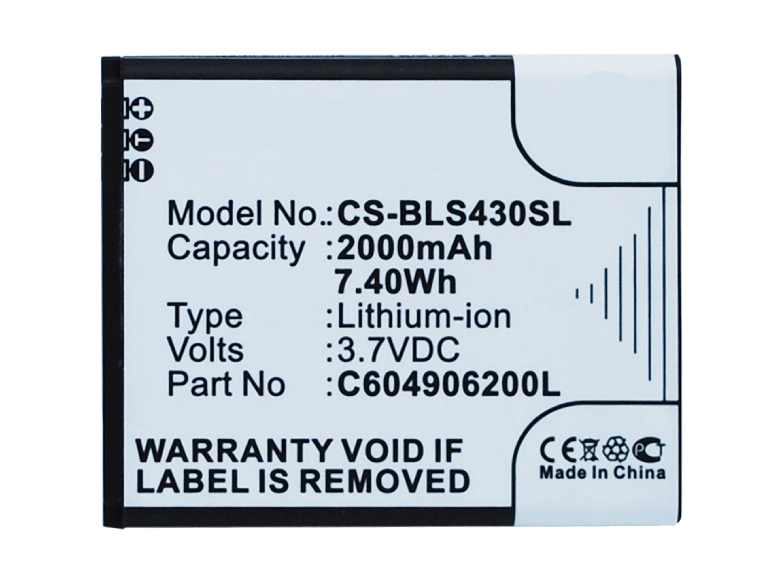 Synergy Digital Cell Phone Battery, Compatiable with BLU C604905200T, C604906200L Cell Phone Battery (3.7V, Li-ion, 2000mAh)