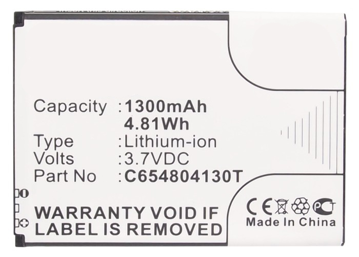 Synergy Digital Cell Phone Battery, Compatiable with BLU C654804130T Cell Phone Battery (3.7V, Li-ion, 1300mAH)