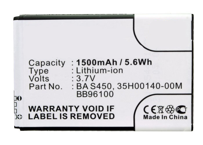 Synergy Digital Cell Phone Battery, Compatiable with HTC 35H00140-00M, 35H00140-01M, BA S450 Cell Phone Battery (3.7V, Li-ion, 1500mAh)