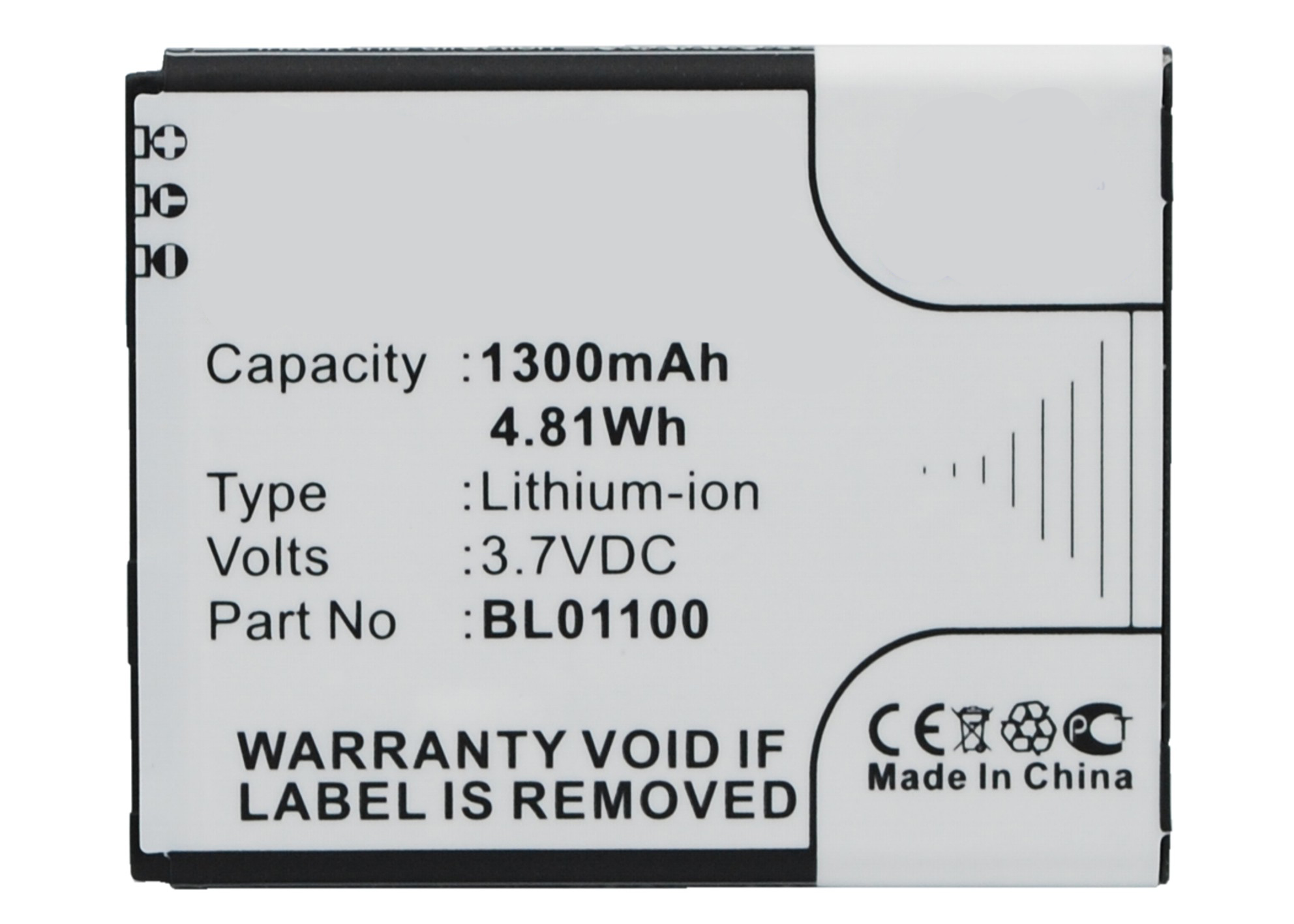 Synergy Digital Cell Phone Battery, Compatiable with HTC 35H00194-00M, 35H00194-04M, 99H10905-00, BA S840, BA S850, BL01100 Cell Phone Battery (3.7V, Li-ion, 1300mAh)