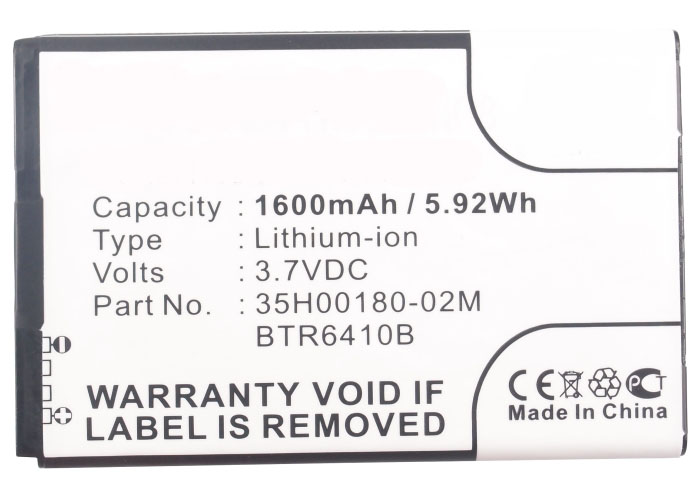 Synergy Digital Cell Phone Battery, Compatiable with HTC 35H00180-02M, 35H00181-01M, 35H00184-01M, BTR6410B Cell Phone Battery (3.7V, Li-ion, 1600mAh)