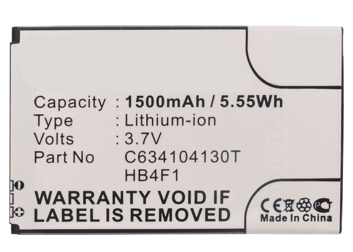 Synergy Digital Cell Phone Battery, Compatiable with AT&T HB4F1 Cell Phone Battery (3.7V, Li-ion, 1500mAh)