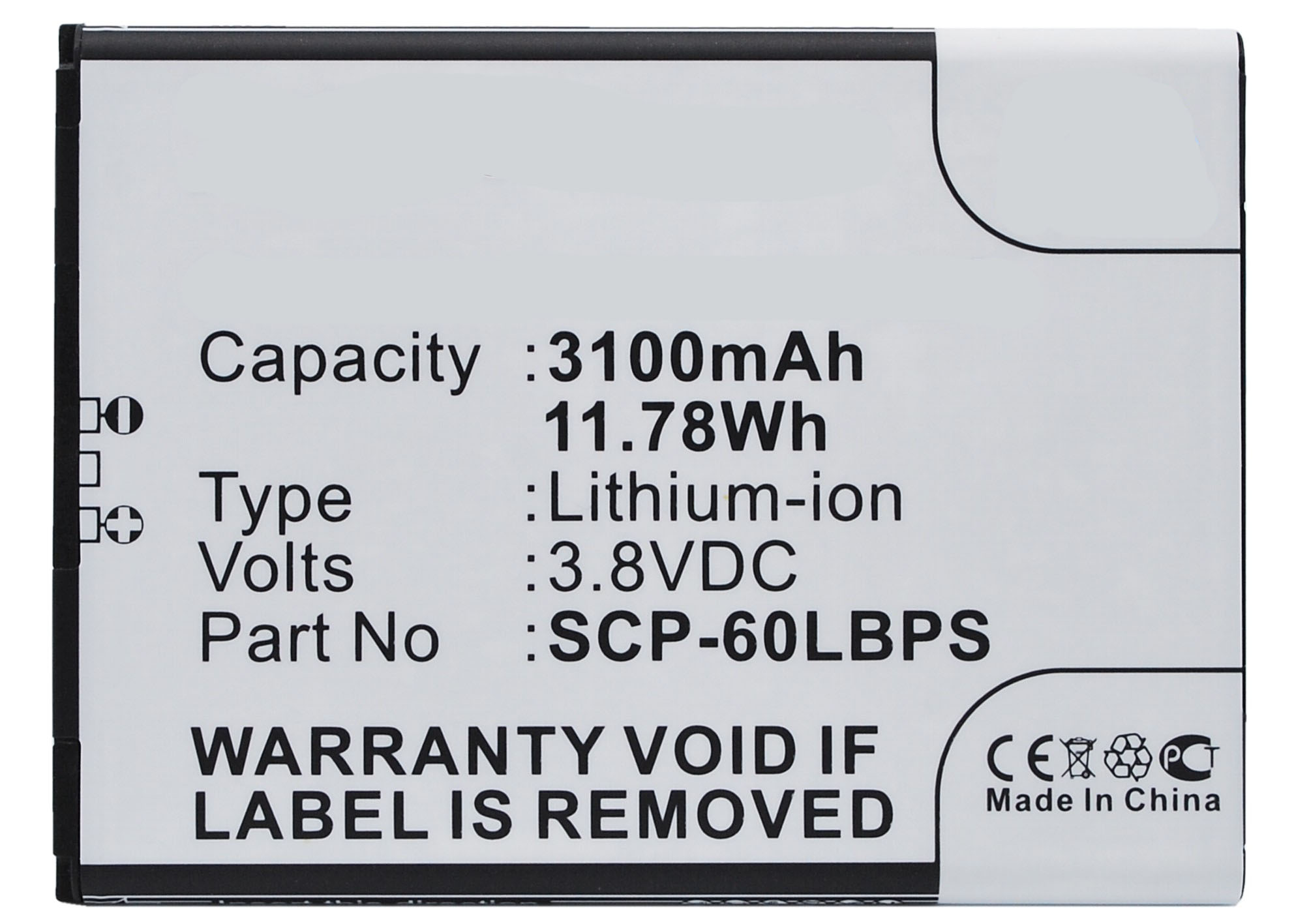 Synergy Digital Cell Phone Battery, Compatiable with Kyocera 5AAXBT076GEA, SCP-60LBPS Cell Phone Battery (3.8V, Li-ion, 3100mAh)