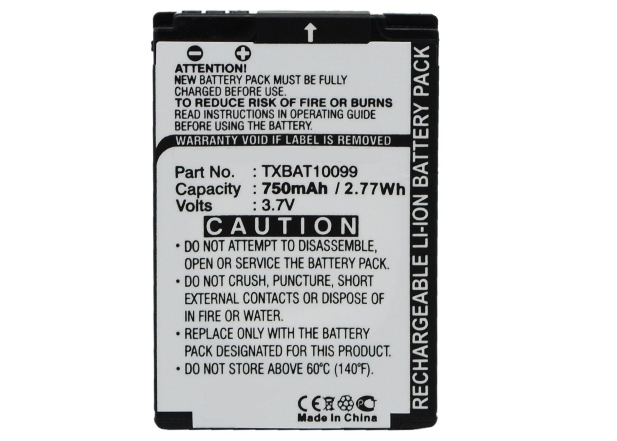 Synergy Digital Cell Phone Battery, Compatiable with Kyocera TXBAT10099 Cell Phone Battery (3.7V, Li-ion, 750mAh)