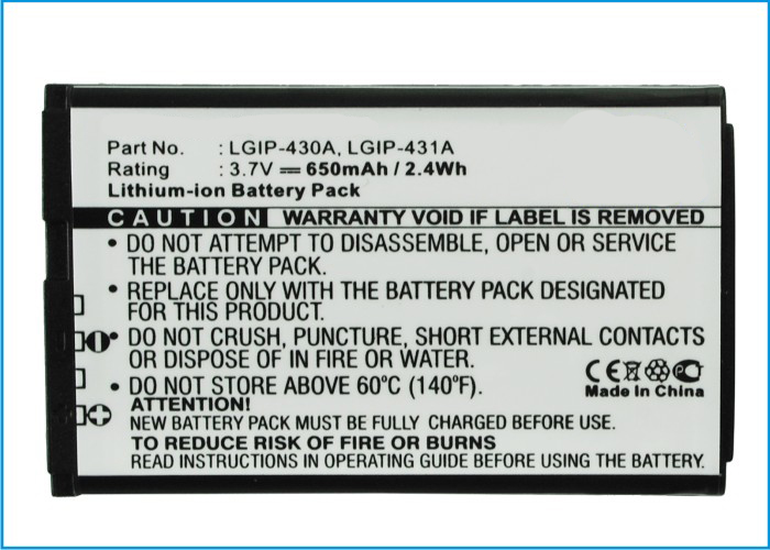 Synergy Digital Cell Phone Battery, Compatiable with LG LGIP-430A, LGIP-431A, SBPL0083509, SBPL0089901, SBPL0092202, SBPL0092203, SBPL0093301, SBPL0093402, SBPL0096602 Cell Phone Battery (3.7V, Li-ion, 650mAh)