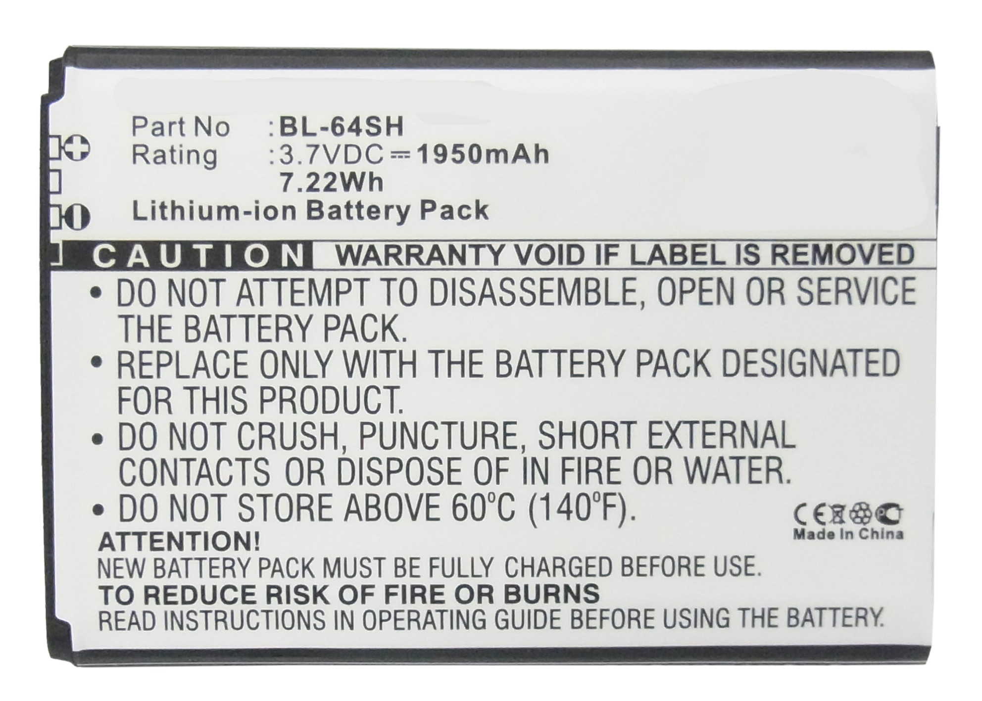 Synergy Digital Cell Phone Battery, Compatiable with LG BL-64SH Cell Phone Battery (3.7V, Li-ion, 1950mAh)