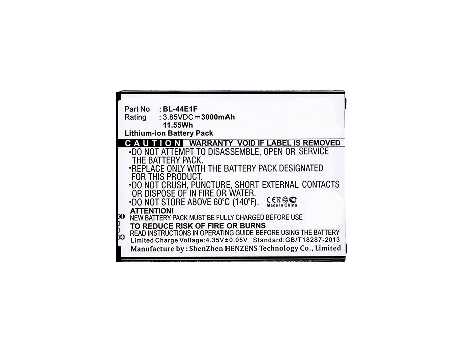 Synergy Digital Cell Phone Battery, Compatiable with LG BL-44E1F, EAC63341101, PAC63320502 Cell Phone Battery (3.85V, Li-ion, 3000mAh)