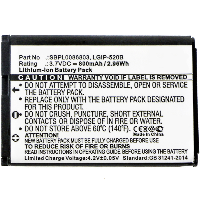 Synergy Digital Cell Phone Battery, Compatiable with LG LGIP-320R, LGIP-520B, SBPL0086803, SBPL0086903 Cell Phone Battery (3.7V, Li-ion, 800mAh)