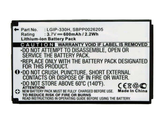 Synergy Digital Cell Phone Battery, Compatiable with LG LGIP-330H, SBPP0026205 Cell Phone Battery (3.7V, Li-ion, 600mAh)
