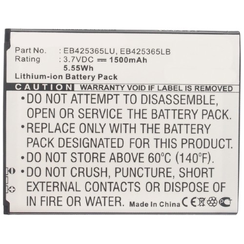 Synergy Digital Cell Phone Battery, Compatiable with Samsung EB425365LB, EB425365LU Cell Phone Battery (3.7V, Li-ion, 1500mAh)