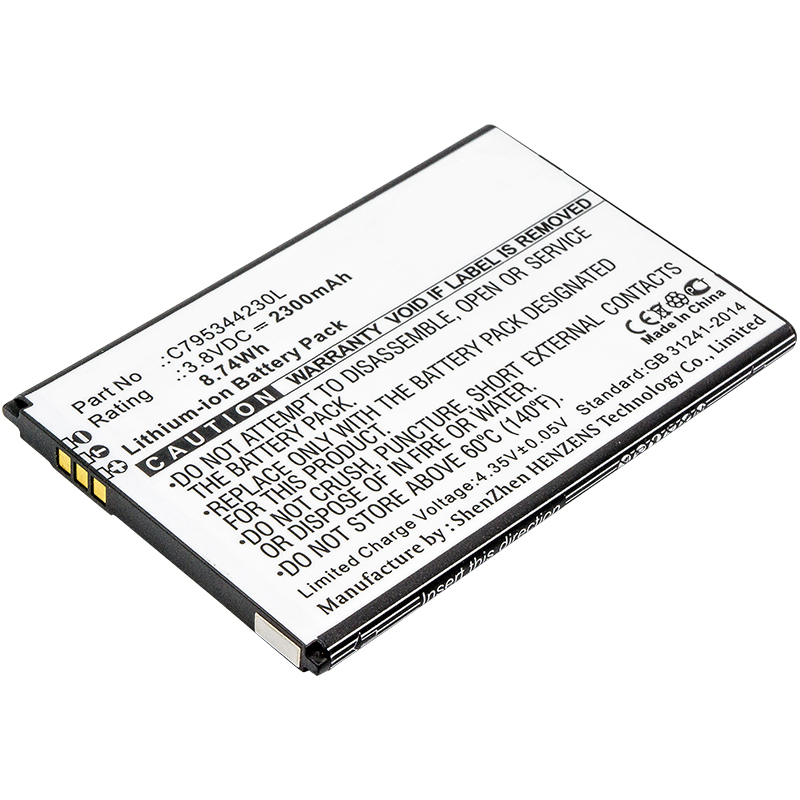 Synergy Digital Cell Phone Battery, Compatible with BLU C795344230L Cell Phone Battery (3.8V, Li-ion, 2300mAh)