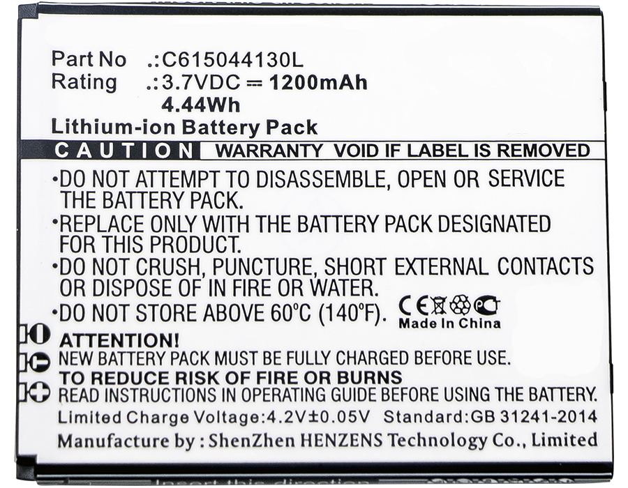 Synergy Digital Cell Phone Battery, Compatiable with BLU C615044130L Cell Phone Battery (3.7V, Li-ion, 1200mAh)