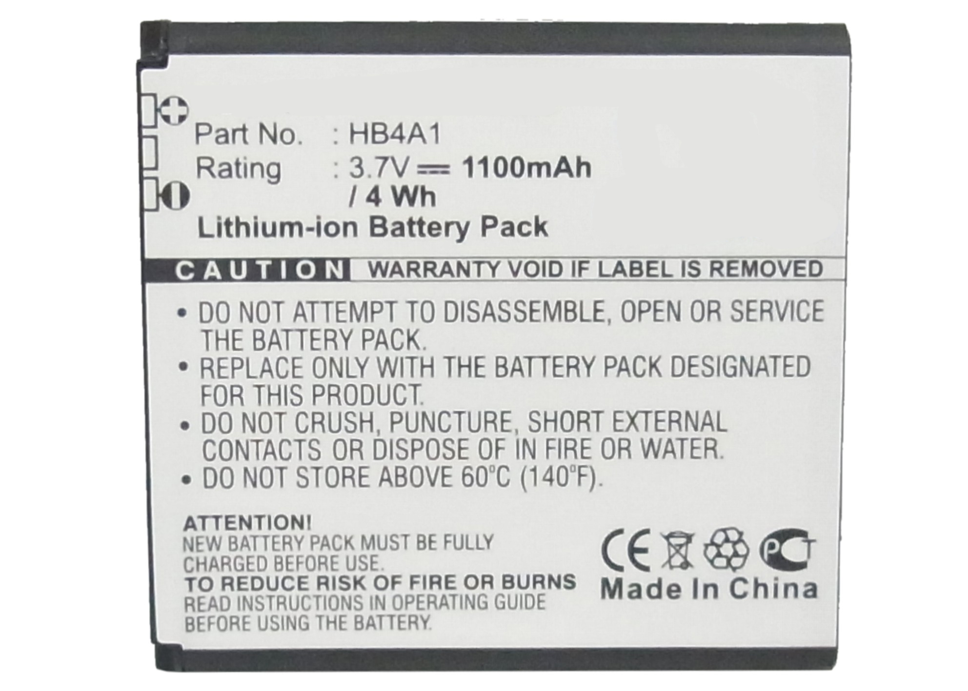 Synergy Digital Cell Phone Battery, Compatible with HUAWEI HB4A1 Cell Phone Battery (3.7V, Li-ion, 1100mAh)