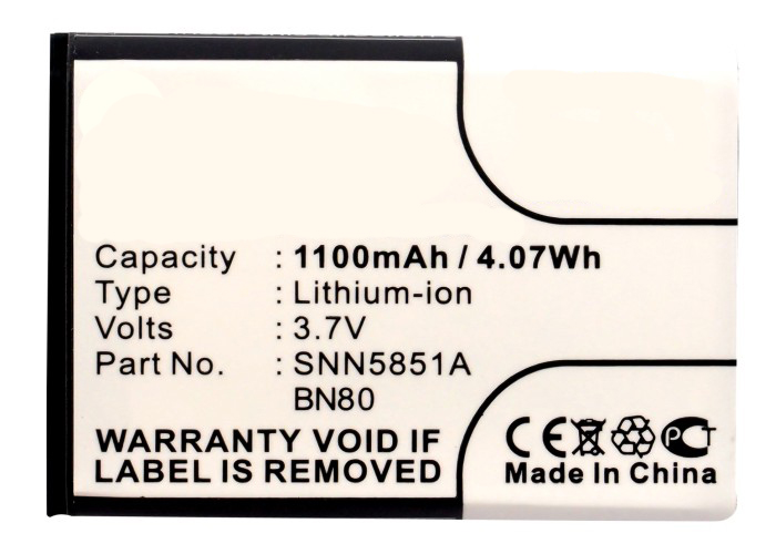 Synergy Digital Cell Phone Battery, Compatiable with Motorola BN70, BN80, SNN5851, SNN5851A Cell Phone Battery (3.7V, Li-ion, 1100mAh)