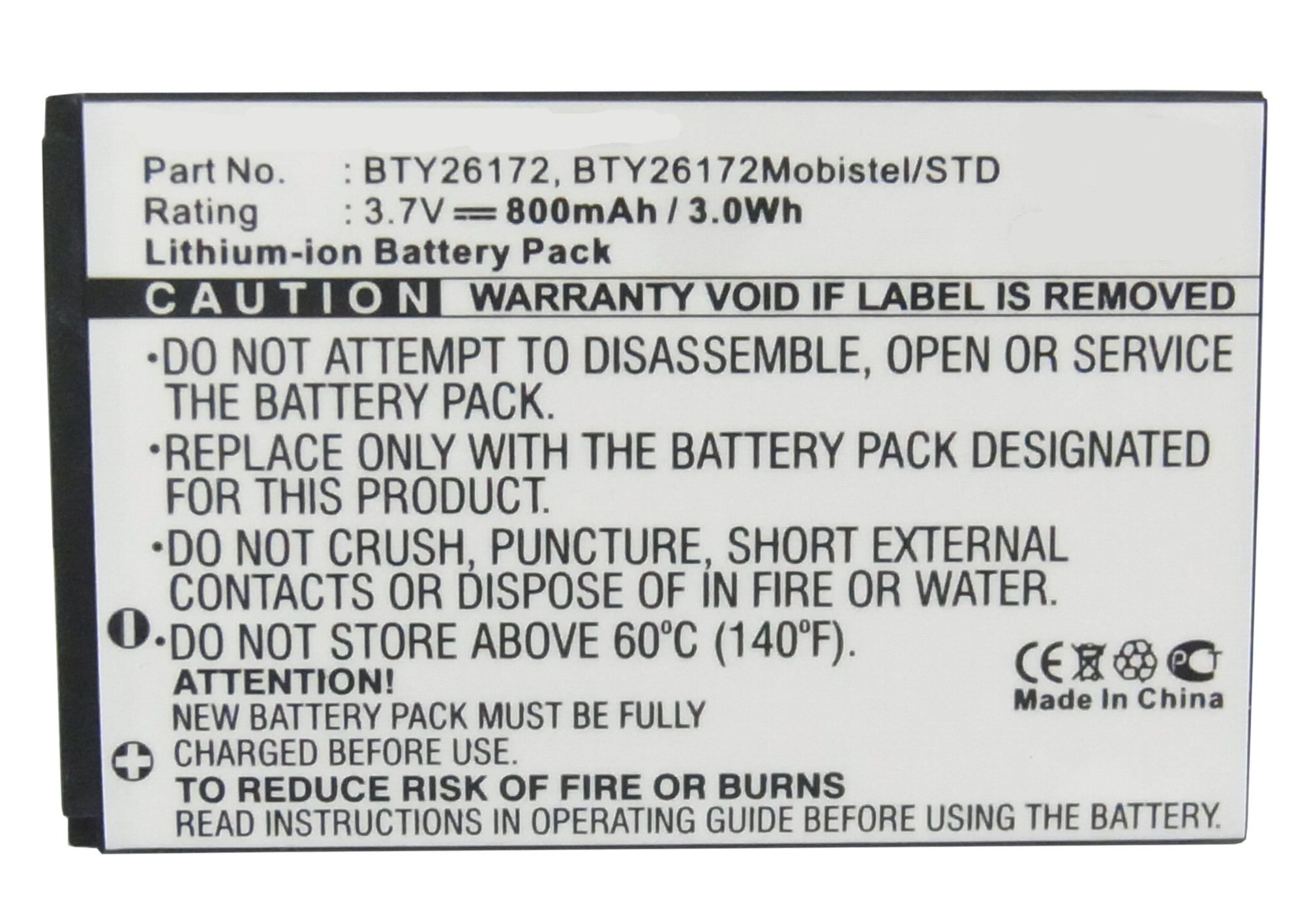 Synergy Digital Cell Phone Battery, Compatiable with Emporia BTY26172, BTY26172Mobistel/STD Cell Phone Battery (3.7V, Li-ion, 800mAh)