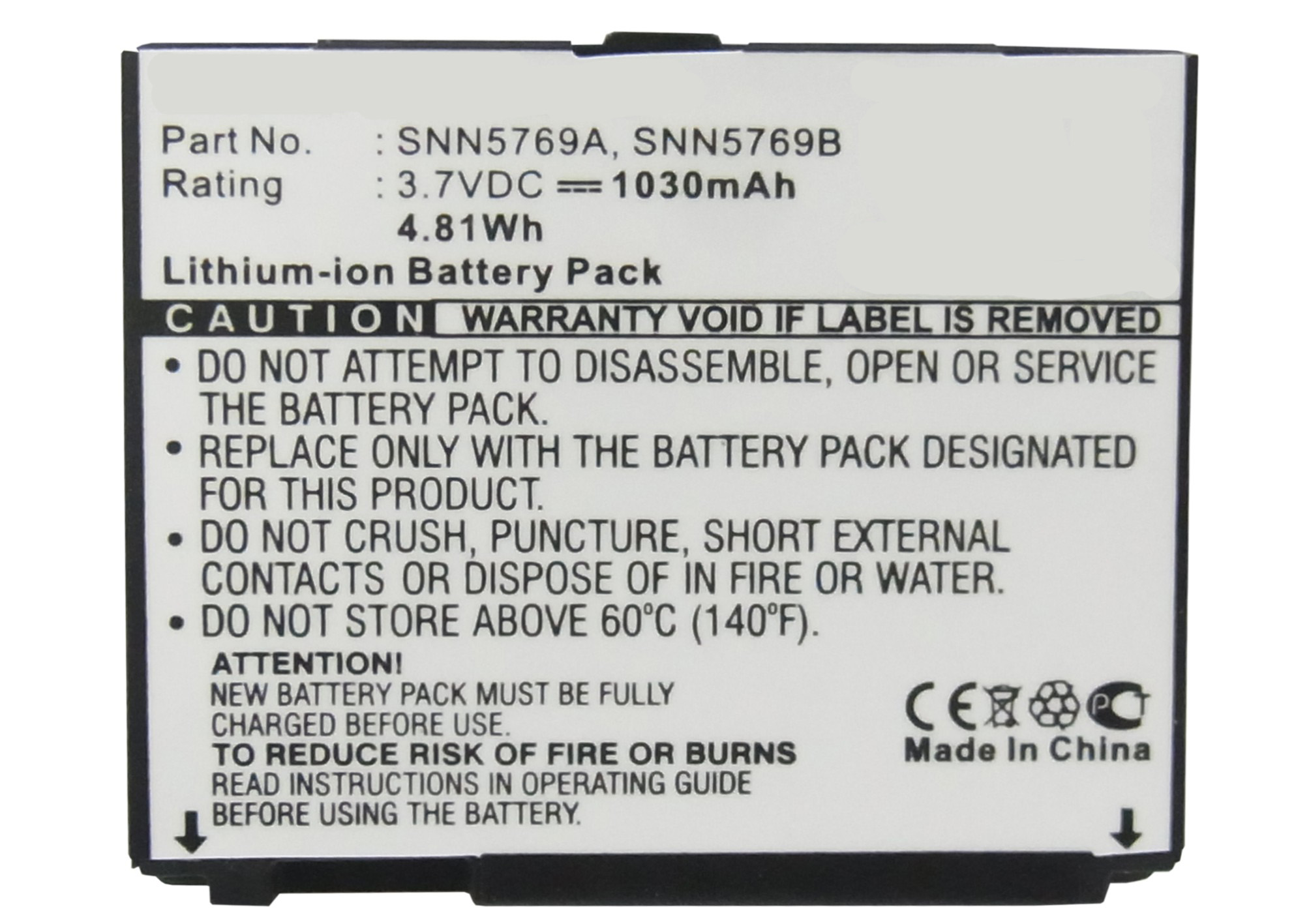 Synergy Digital Cell Phone Battery, Compatiable with Motorola BC70, SNN5769A, SNN5769B Cell Phone Battery (3.7V, Li-ion, 1030mAh)