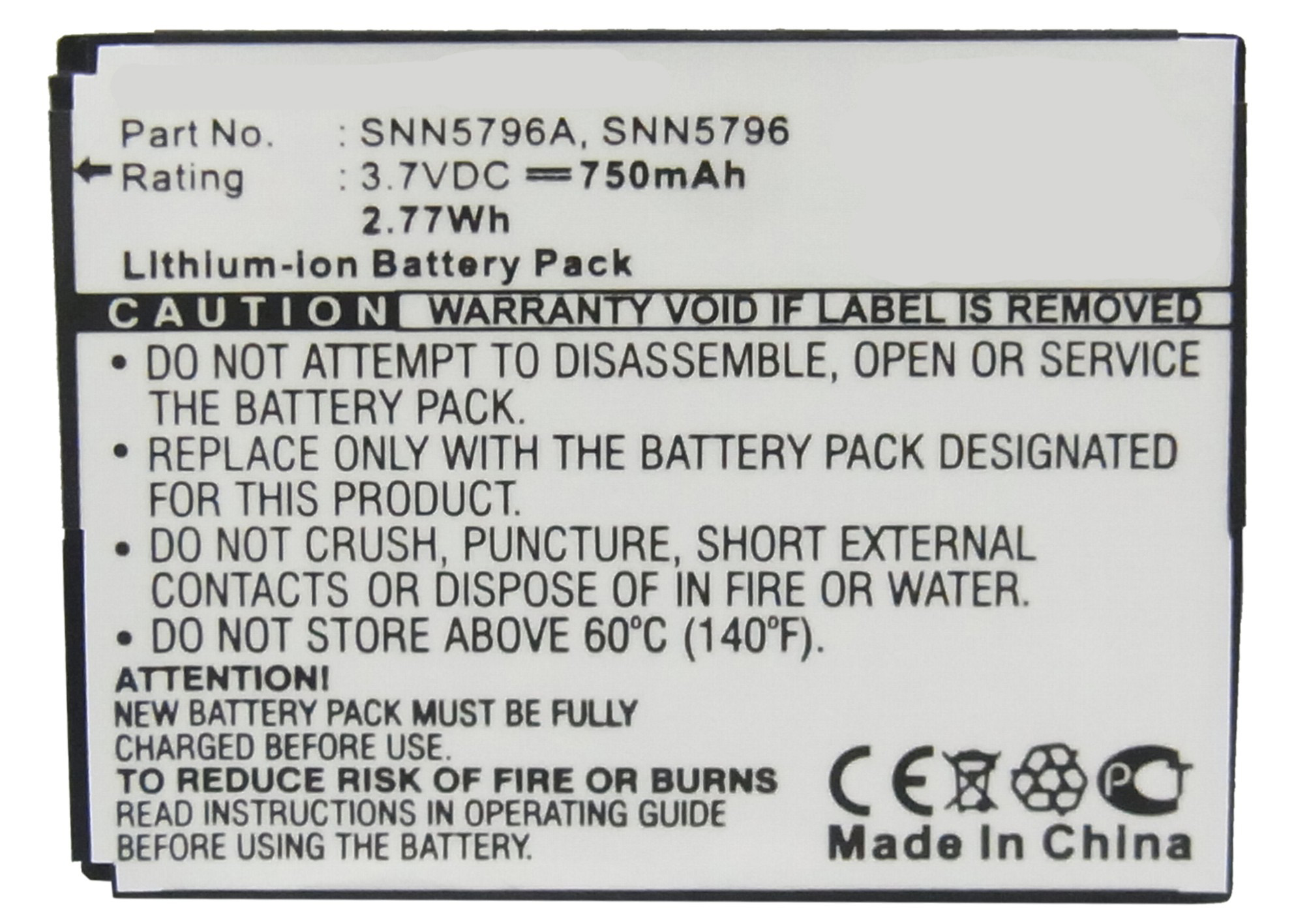 Synergy Digital Cell Phone Battery, Compatiable with Motorola BD50, SNN5796, SNN5796A Cell Phone Battery (3.7V, Li-ion, 750mAh)
