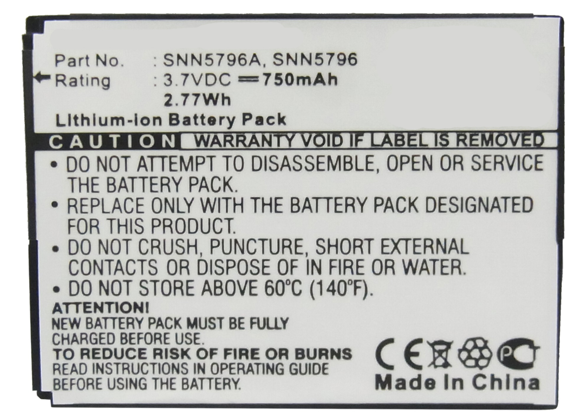 Synergy Digital Cell Phone Battery, Compatiable with Motorola BD50, SNN5796, SNN5796A Cell Phone Battery (3.7V, Li-ion, 750mAh)