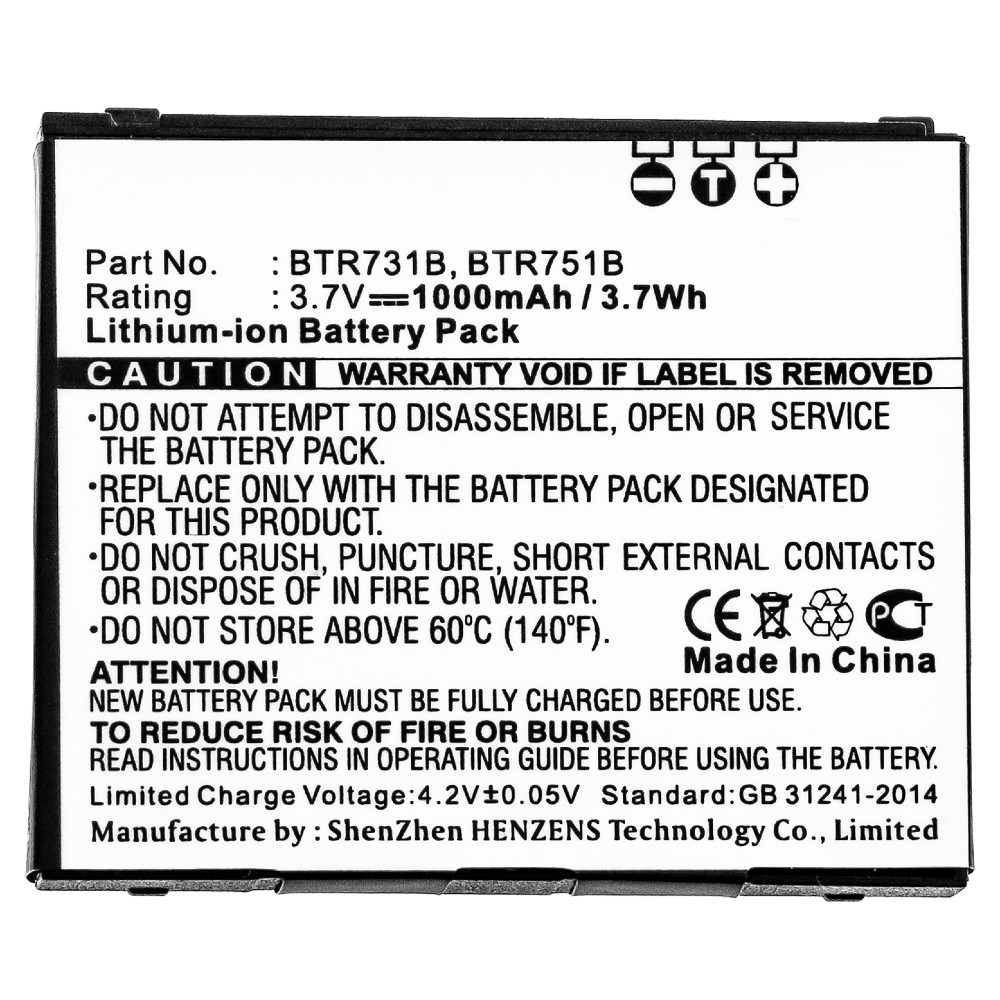 Synergy Digital Cell Phone Battery, Compatible with Casio BTR731B, BTR751, BTR751B Cell Phone Battery (3.7, Li-ion, 1000mAh)