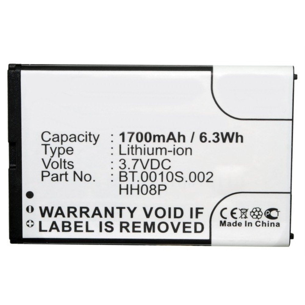 Synergy Digital Cell Phone Battery, Compatible with Acer BT.0010S.002, HH08P Cell Phone Battery (Li-ion, 3.7V, 1700mAh)