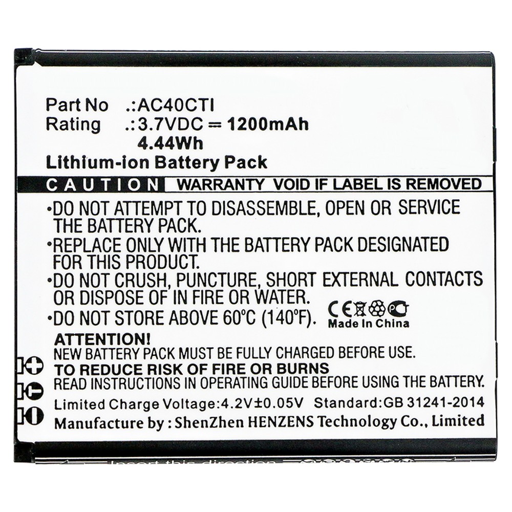Synergy Digital Cell Phone Battery, Compatible with Archos AC40CTI Cell Phone Battery (Li-ion, 3.7V, 1200mAh)