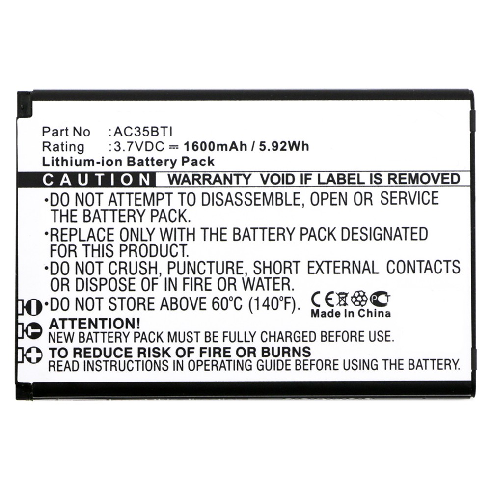Synergy Digital Cell Phone Battery, Compatible with Archos AC35BTI Cell Phone Battery (Li-ion, 3.7V, 1600mAh)