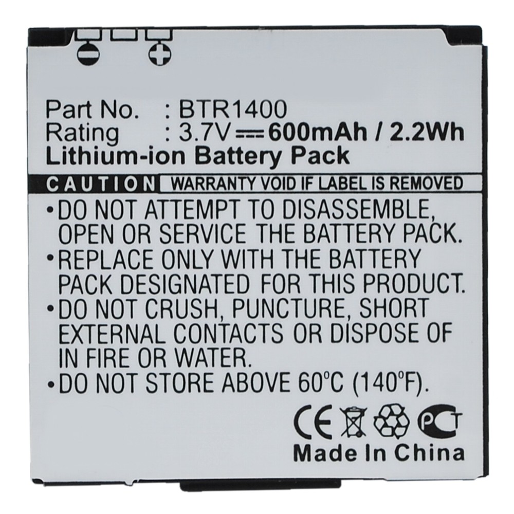 Synergy Digital Cell Phone Battery, Compatible with Audiovox BTR1400, BTR-1400 Cell Phone Battery (Li-ion, 3.7V, 600mAh)