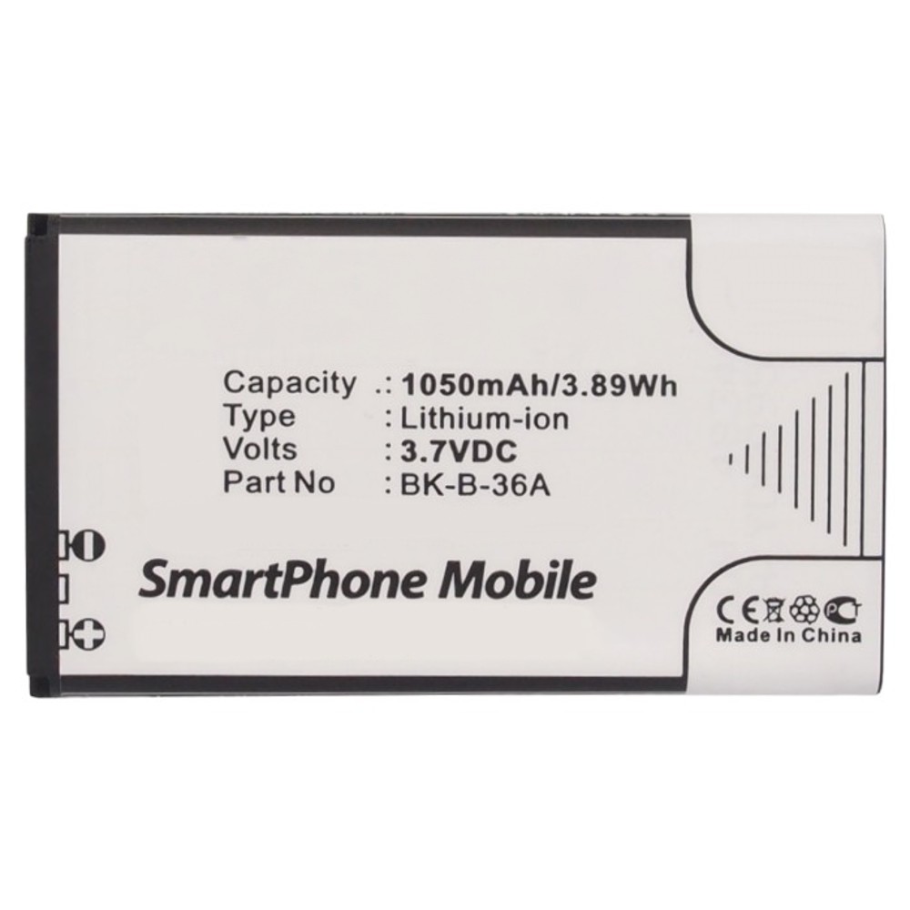 Synergy Digital Cell Phone Battery, Compatible with BBK BK-B-36A Cell Phone Battery (Li-ion, 3.7V, 1050mAh)