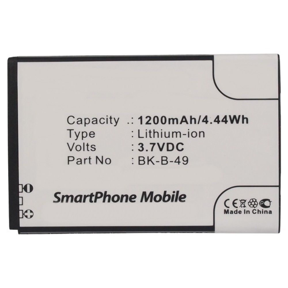 Synergy Digital Cell Phone Battery, Compatible with BBK BK-B-42, BK-B-49 Cell Phone Battery (Li-ion, 3.7V, 1200mAh)