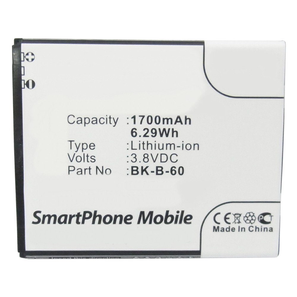 Synergy Digital Cell Phone Battery, Compatible with BBK BK-B-60 Cell Phone Battery (Li-ion, 3.8V, 1700mAh)