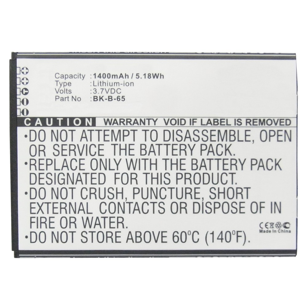 Synergy Digital Cell Phone Battery, Compatible with BBK BK-B-65 Cell Phone Battery (Li-ion, 3.7V, 1400mAh)