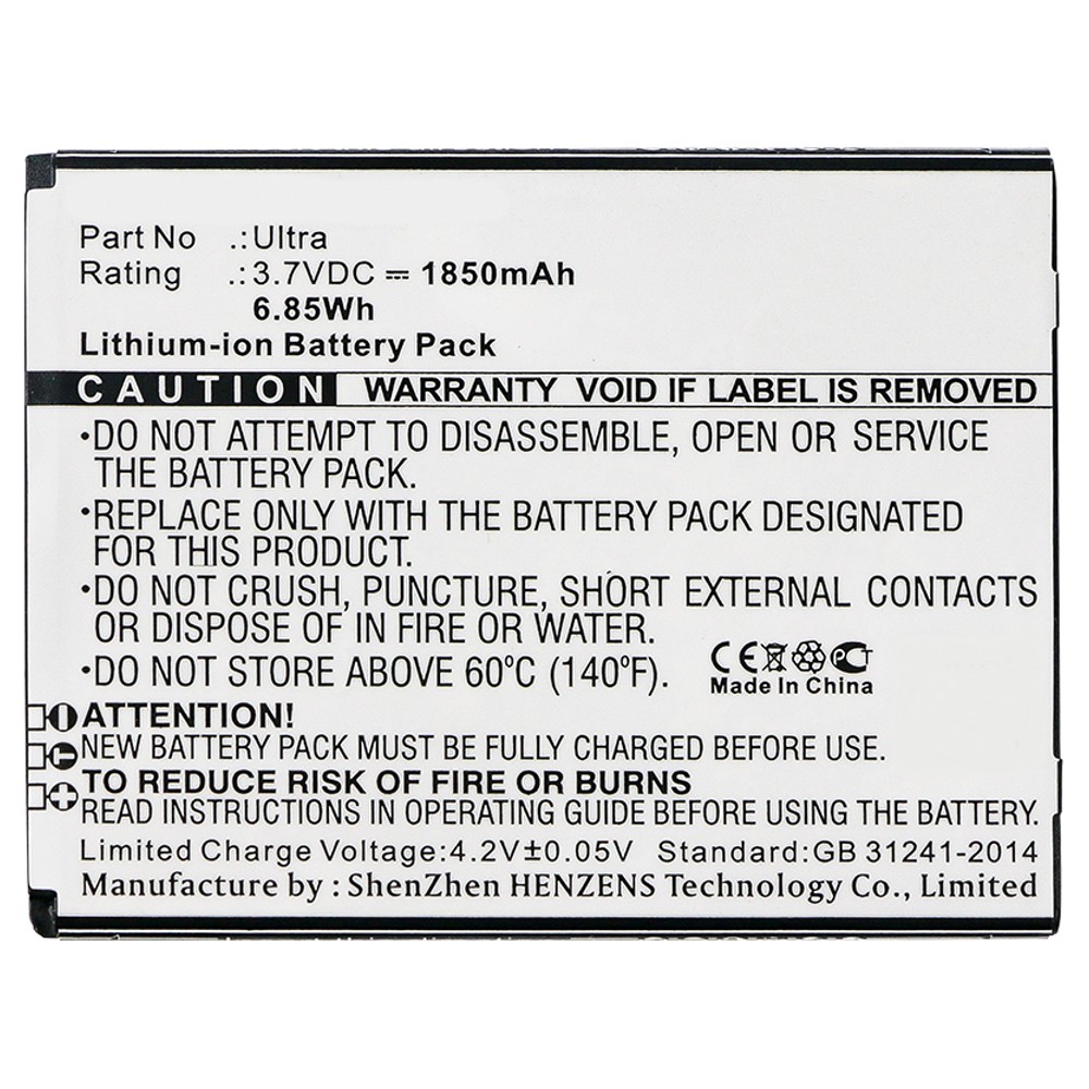 Synergy Digital Cell Phone Battery, Compatible with Blackview Ultra Cell Phone Battery (Li-ion, 3.7V, 1850mAh)