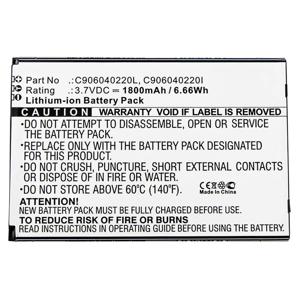 Synergy Digital Cell Phone Battery, Compatible with BLU C906040220I, C906040220L Cell Phone Battery (Li-ion, 3.7V, 1800mAh)