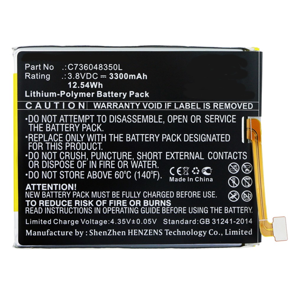 Synergy Digital Cell Phone Battery, Compatible with BLU C736048350L Cell Phone Battery (Li-Pol, 3.8V, 3300mAh)