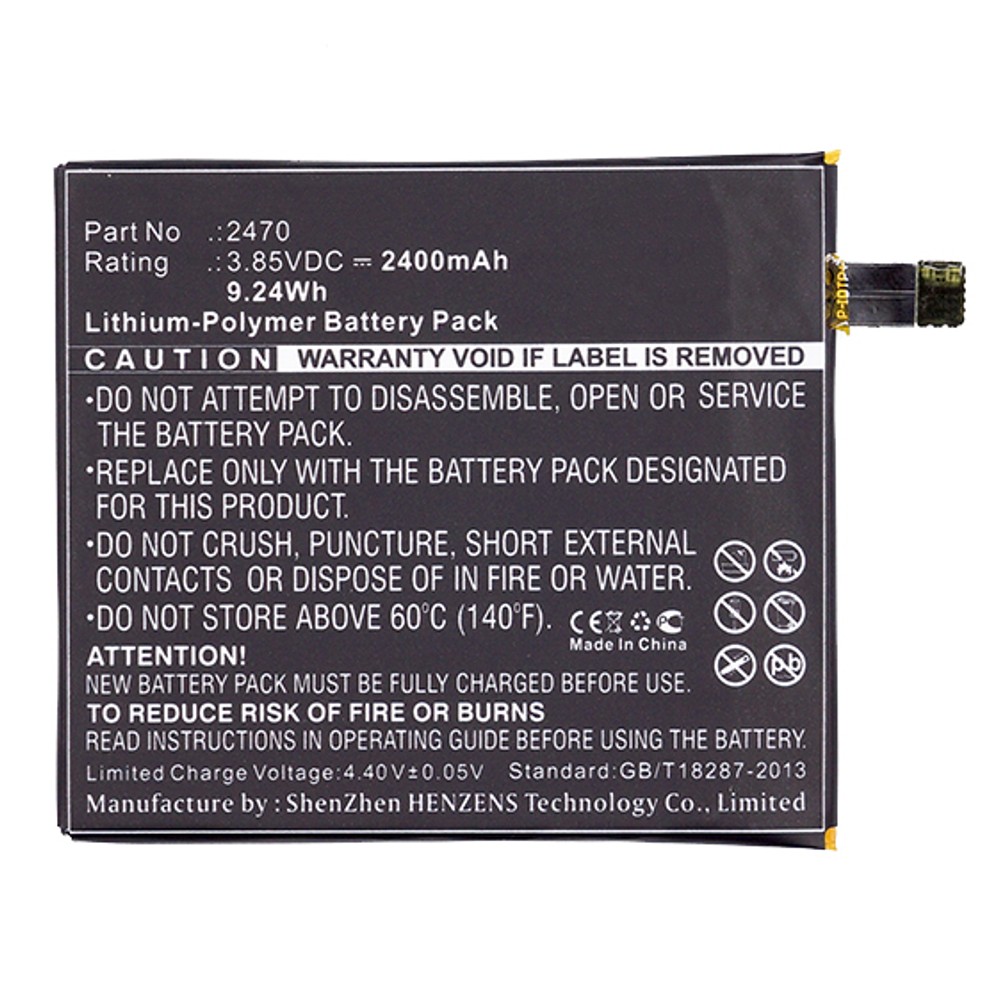 Synergy Digital Cell Phone Battery, Compatible with BQ 2470 Cell Phone Battery (Li-Pol, 3.85V, 2400mAh)