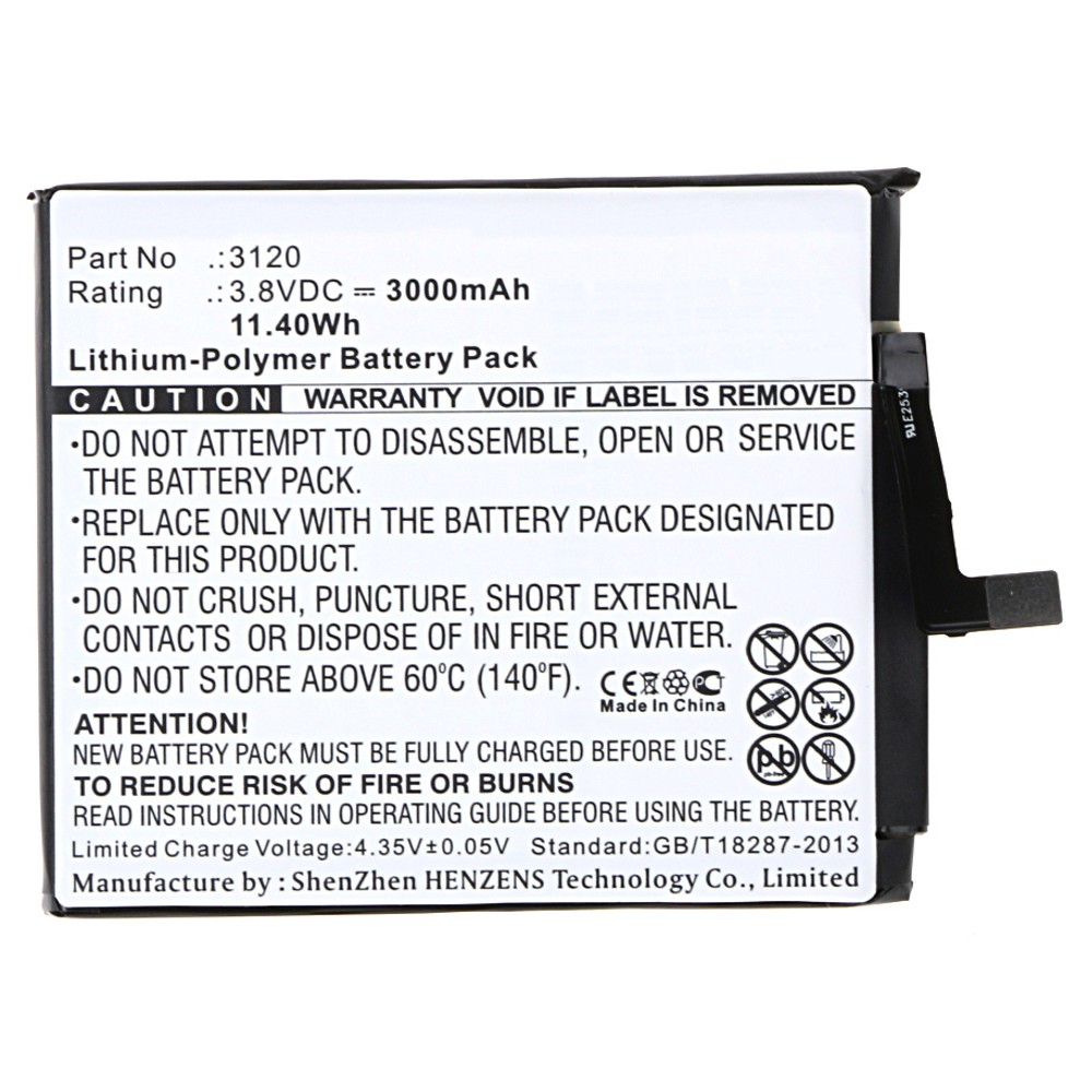 Synergy Digital Cell Phone Battery, Compatible with BQ 3120 Cell Phone Battery (Li-Pol, 3.8V, 3000mAh)