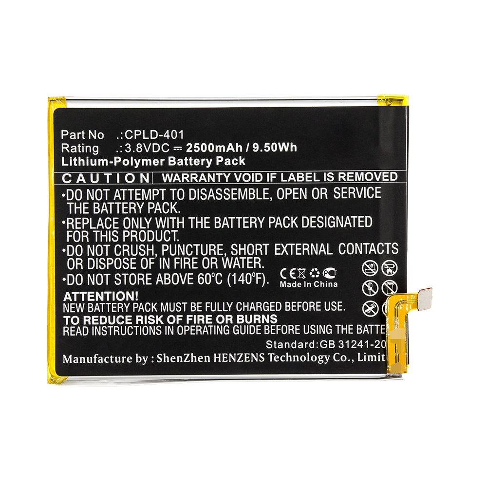 Synergy Digital Cell Phone Battery, Compatible with Coolpad CPLD-401 Cell Phone Battery (Li-Pol, 3.8V, 2500mAh)