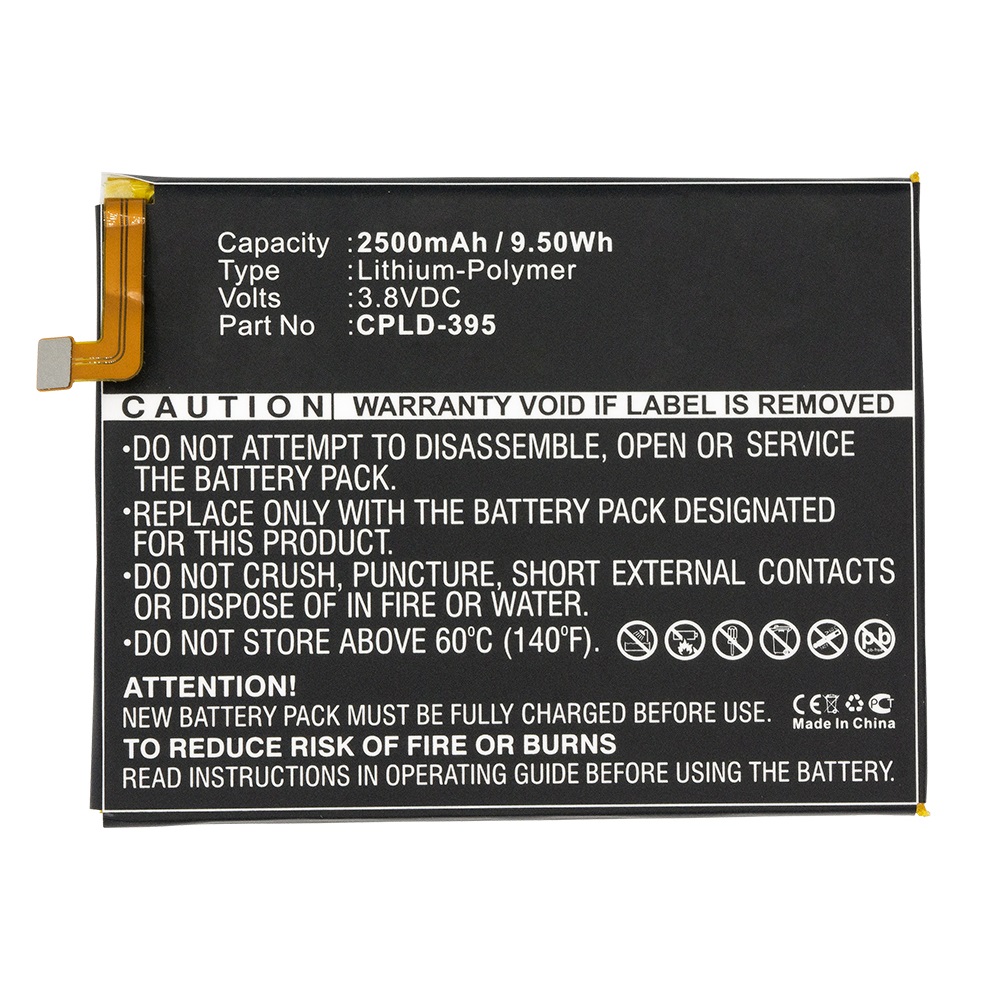 Synergy Digital Cell Phone Battery, Compatible with Coolpad CPLD-395 Cell Phone Battery (Li-Pol, 3.8V, 2500mAh)