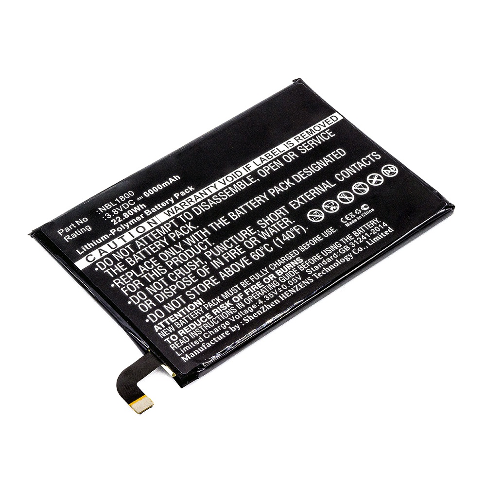 Synergy Digital Cell Phone Battery, Compatible with Doogee NBL1800, T6 Cell Phone Battery (Li-Pol, 3.8V, 6000mAh)